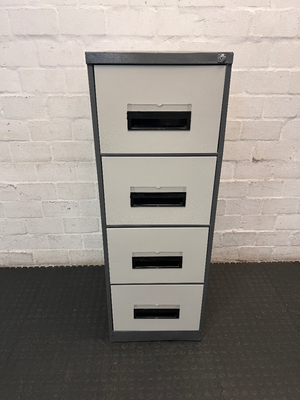 Industrial 4-Drawer Metal Filing Cabinet in Two-Tone Grey - 2ndhandwarehouse.com