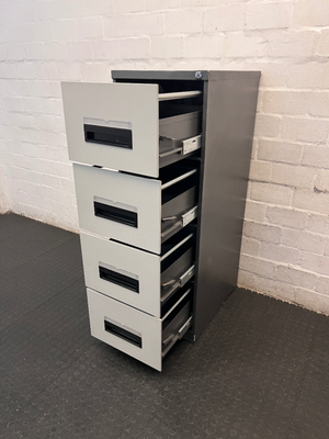 Industrial 4-Drawer Metal Filing Cabinet in Two-Tone Grey - 2ndhandwarehouse.com