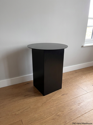Contemporary Black Pedestal Bedside Table — Fair Condition With General Wear - 2ndhandwarehouse.com