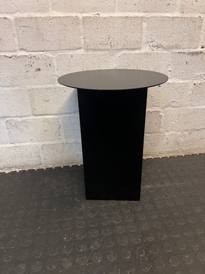 Contemporary Black Pedestal Bedside Table — Fair Condition With General Wear - 2ndhandwarehouse.com
