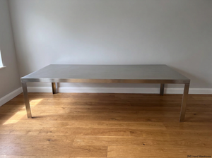 Brushed Aluminium Industrial Dining Table — Well-Maintained Condition - 2ndhandwarehouse.com