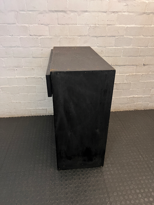Black Pine Wood Bar Shelf with Sharks Detail — Surface Scratches and Worn Painted F - 2ndhandwarehouse.com