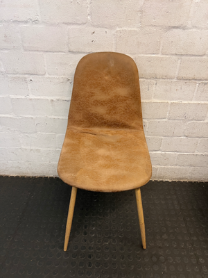 Modern Tan Faux-Leather Dining Chair with Tapered Legs - 2ndhandwarehouse.com