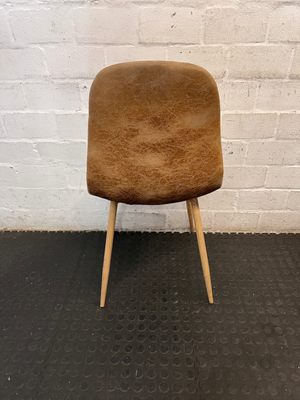 Modern Tan Faux-Leather Dining Chair with Tapered Legs - 2ndhandwarehouse.com