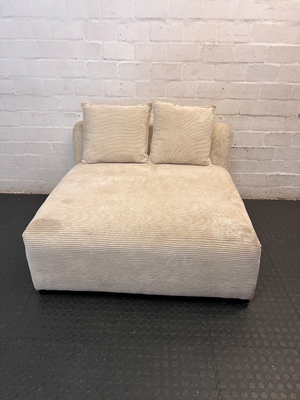 Cream Corduroy Armless 2 Seater Couch - 2ndhandwarehouse.com