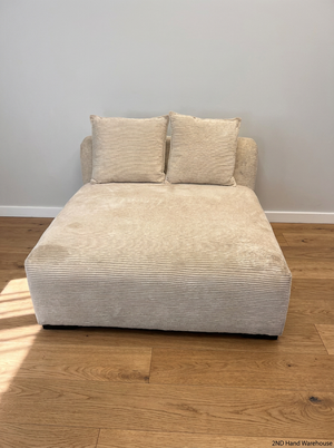 Cream Corduroy Armless 2 Seater Couch - 2ndhandwarehouse.com