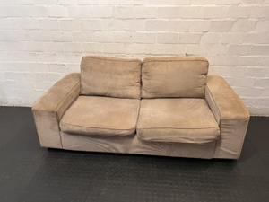 Tan Corduroy Fabric 2 Seater Couch - 2ndhandwarehouse.com