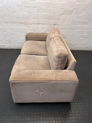 Tan Corduroy Fabric 2 Seater Couch - 2ndhandwarehouse.com
