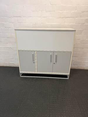 Modern Grey and White Three-Door Office Cupboard - 2ndhandwarehouse.com