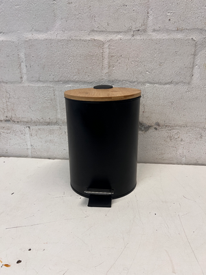 Matte Black Pedal Bin with Bamboo Lid — Good C - 2ndhandwarehouse.com