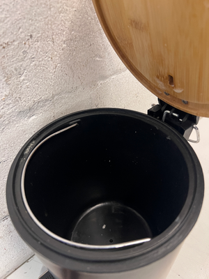 Matte Black Pedal Bin with Bamboo Lid — Good C - 2ndhandwarehouse.com