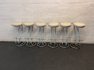 White Faux Leather Bar Stool with Chrome Frame — Used with Normal Wear and Tear