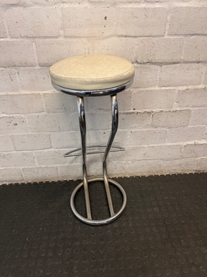 White Faux Leather Bar Stool with Chrome Frame — Used with Normal Wear and Tear
