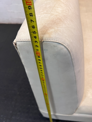 White Textured Pleather Armless 2 Seater Couch — Used and Fully Functional - 2ndhandwarehouse.com