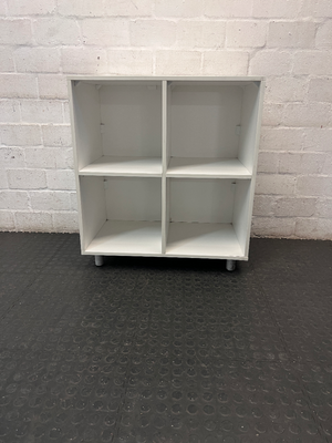 White 4-Compartment Storage Cube Unit on Legs
