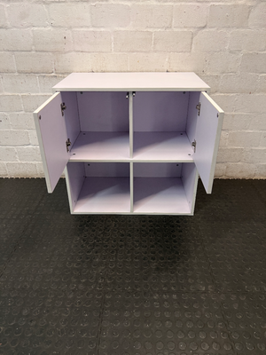 White 4-Compartment Storage Unit with Two Doors