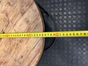 Round Wooden Side Table with Metal Frame