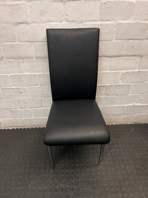Modern Black Faux-Leather Dining Chair with Metal Legs
