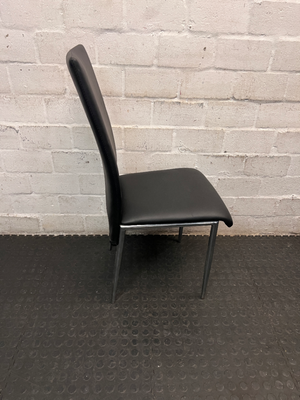 Modern Black Faux-Leather Dining Chair with Metal Legs