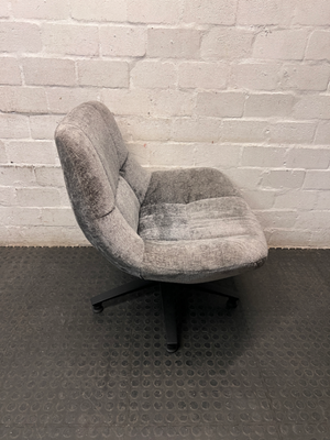Grey Textured Fabric Tub Chair with Black Base