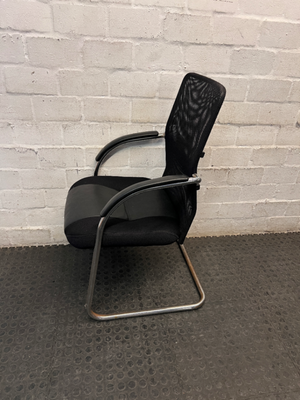 Black Mesh Visitor Chair with Cantilever Chrome Base