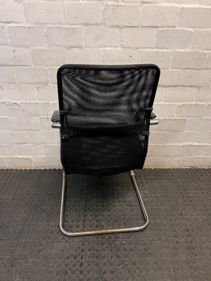 Black Mesh Visitor Chair with Cantilever Chrome Base