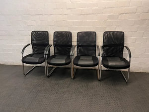 Black Mesh Visitor Chair with Cantilever Chrome Base