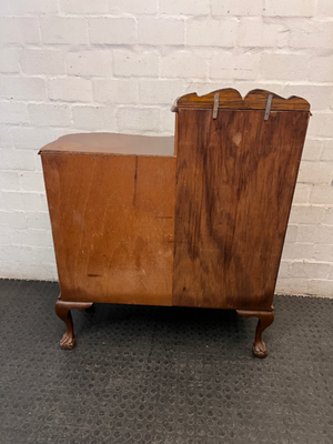 Vintage Ball and Claw Split-Level Display Cabinet — Good Vintage Condition