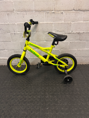 A60444-Neon Yellow Surge Kids Bicycle with Training Wheel — Very Good Condition