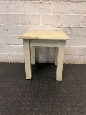 Rustic Two-Tone Wooden Square Stool