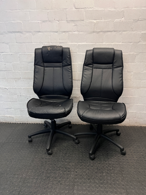 Black High-Back Armless Swivel Office Chair
