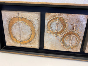 Abstract Gold Metallic Circle Multi-Panel Framed Wall Art