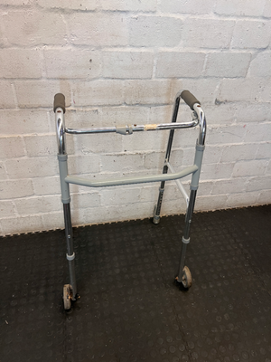 Adjustable Folding Medical Walking Frame with Front Wheels - Good Condition - 2ndhandwarehouse.com