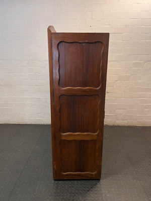 Triple Door Wooden Wardrobe with Drawers and Shelves — Worn Timber with Missing Internal Components