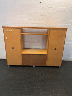Beech Veneer TV Unit with Frosted Glass Doors - 2ndhandwarehouse.com