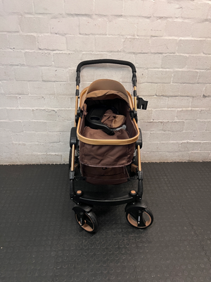 Belecoo Multi-Tone Stroller with Gold Frame — Mint Condition and Hardly used - 2ndhandwarehouse.com