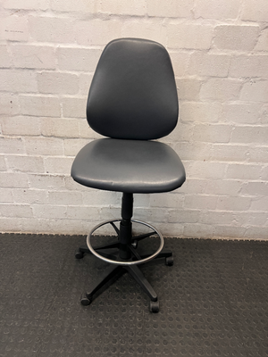 Black Draughtsman Office Chair with Footring — Well Used Condition