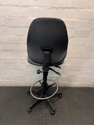 Black Draughtsman Office Chair with Footring — Well Used Condition