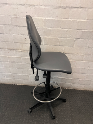 Black Draughtsman Office Chair with Footring — Well Used Condition