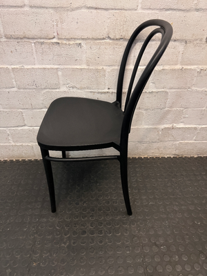 Black Bistro Style Synthetic Outdoor Chair — Clean Condition with Minimal Wear - 2ndhandwarehouse.com
