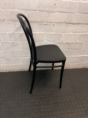 Black Bistro Style Synthetic Outdoor Chair — Clean Condition with Minimal Wear - 2ndhandwarehouse.com