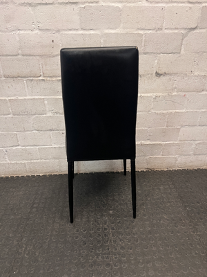 Black Faux-Leather High-Back Dining Chair — Small Tear on Seat Cushion