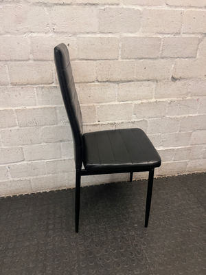 Black Faux-Leather High-Back Dining Chair — Small Tear on Seat Cushion
