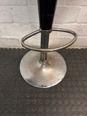 Black Gas-Lift Bar Stool with Chrome Base — Corrosion on Metal Legs and Bases