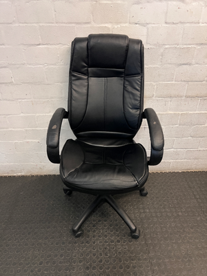 Black High-Back Executive Office Chair — Visible Wear to Upholstery
