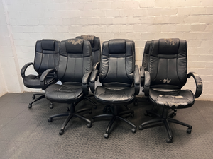 Black High-Back Executive Office Chair — Visible Wear to Upholstery