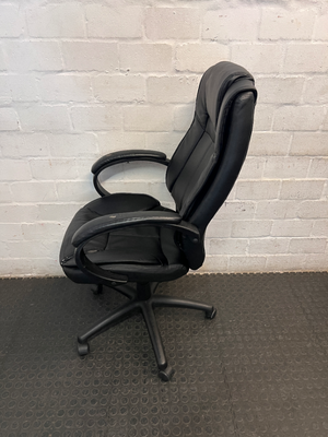 Black High-Back Executive Office Chair — Visible Wear to Upholstery