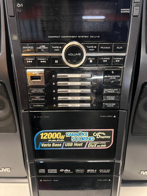 Black JVC Home Audio System with Speakers — Good Working Order in Fair Condition - 2ndhandwarehouse.com