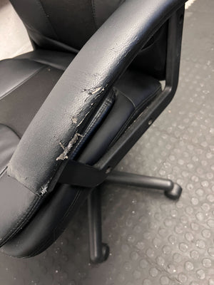Black Leather Office Chair with Minor Wear and Tear