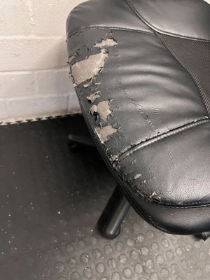Black Leather Office Chair with Minor Wear and Tear